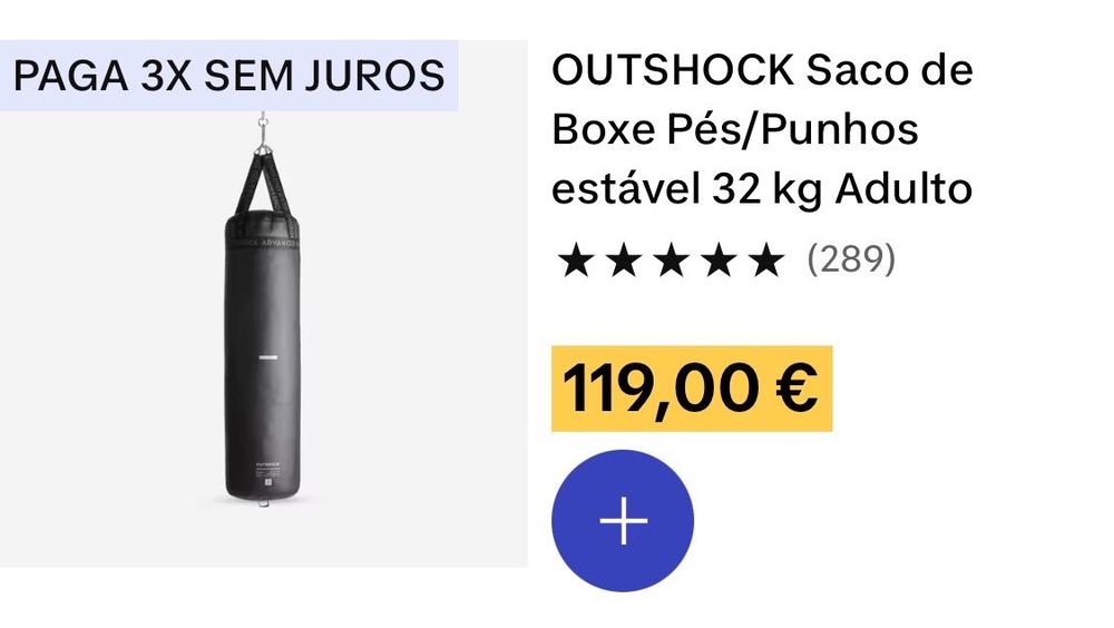 Saco boxe 32kg, usado poucas vezes