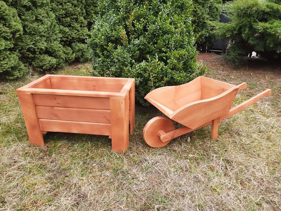 Donice ogrodowe Taczka kolor opalany lub tik