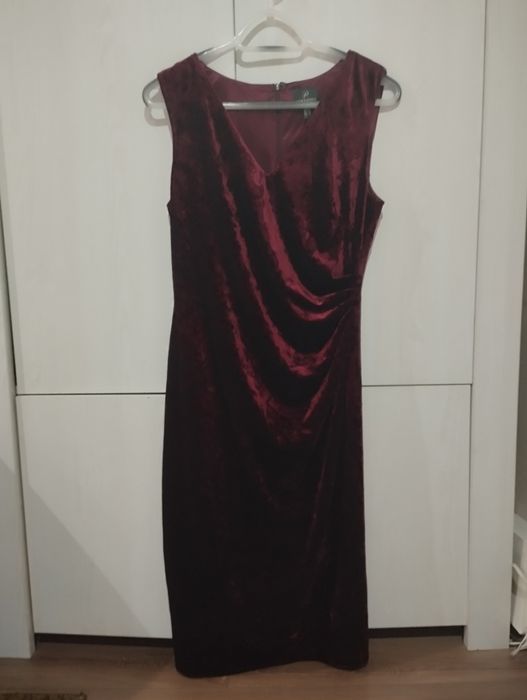 Sukienka welurowa bordowa L