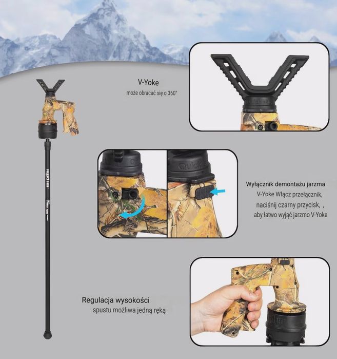 !!Pastorał myśliwski automatyczny monopod FIERY DEER 152 cm PREMIUM!!