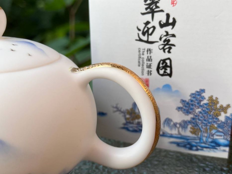 Унікальний Колекційний Фарфоровий Чайний Сервіз чайник + 3 піали