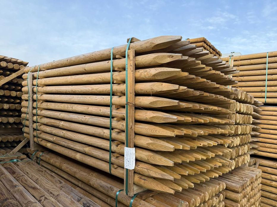 SŁUPEK drewniany fi 80 x 2.50m palik palisada bal pal - impregnowany -