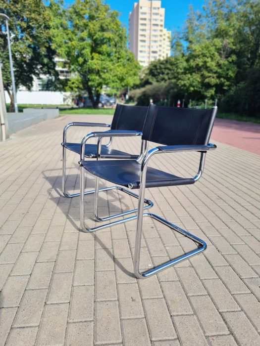 Krzesło Bauhaus skórzane w chromie insp.proj. Mart Stam