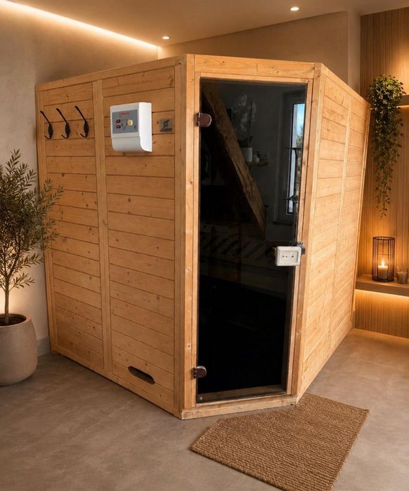 sauna  fińska drewniana kompletna dwu cztero osobowa