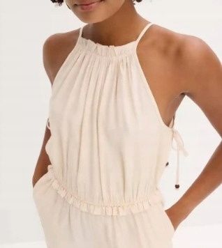 B.P.C beżowy kombinezon wiązany wiskozowy 44.