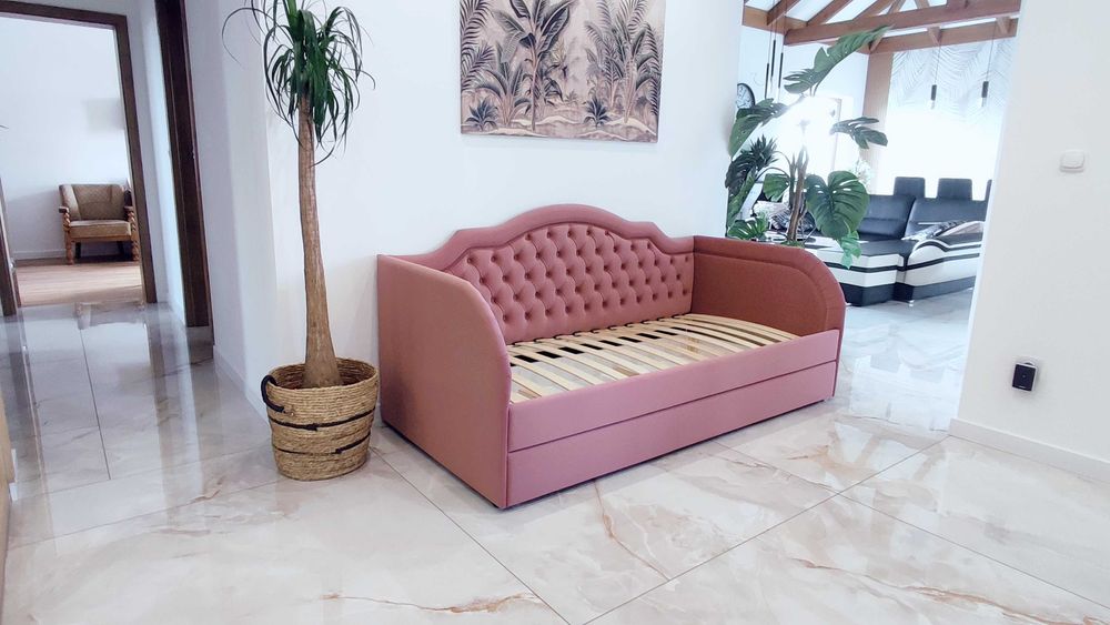 Łóżko tapicerowane dziecięce młodzieżowe z pojemnikiem, szufladą