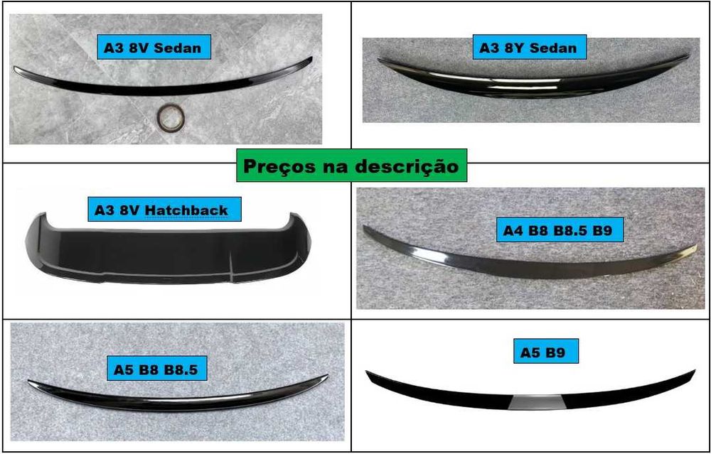 Spoiler aileron lip mala S Style preto brilhante Audi A3 8V A3 8V Hatchback A3 8Y A4 B8 A4 B9 A5 B8 A5 B9 a partir de €45,00