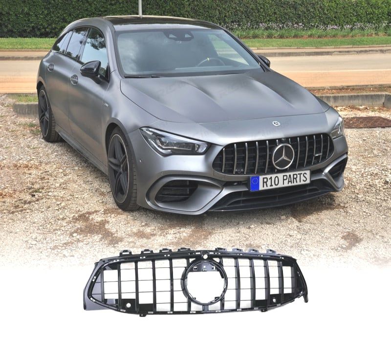 GRELHA FRONTAL MERCEDES CLA C118 19-23 LOOK AMG GT PRETO BRILHANTE