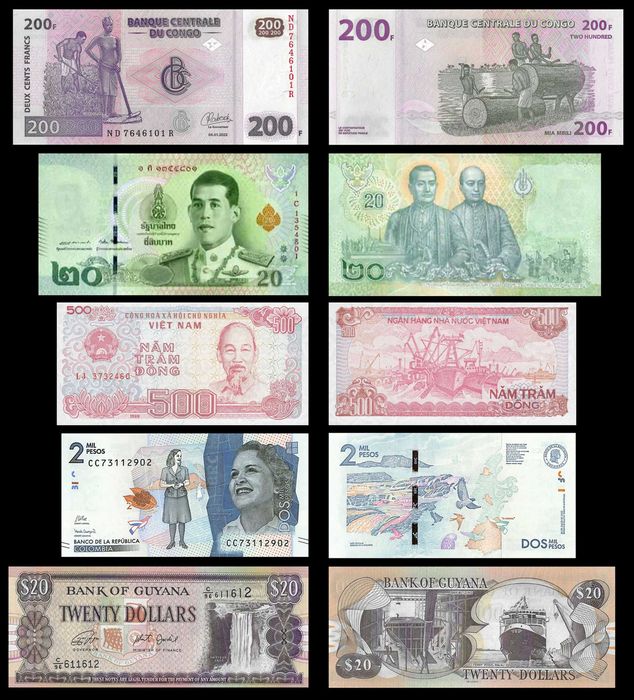 Lote de 25 Notas Mundiais Diferentes - 100% Novas (UNC) L8