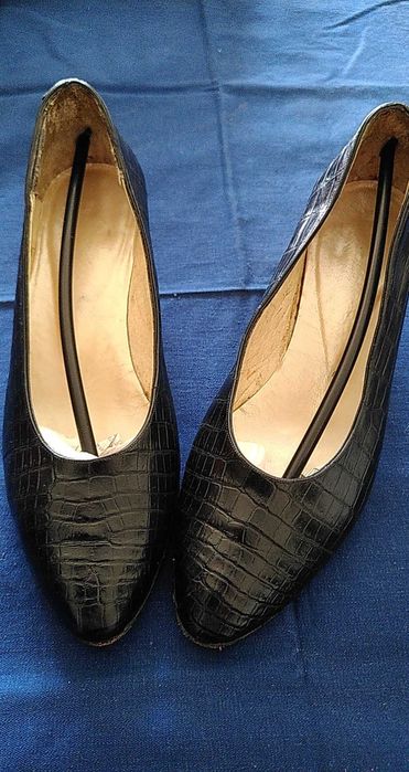 Sapatos de salto alto vintage, tamanho 35, pele genuína