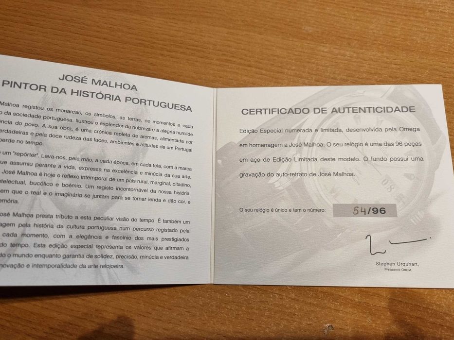 Relógio Omega De Villa edição numerada José Malhoa