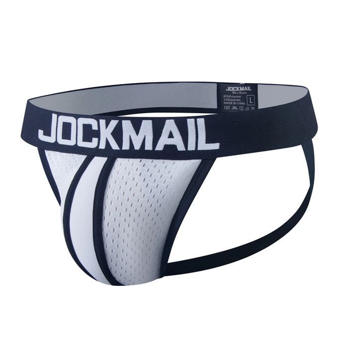 Sexy Męskie Sportowe Jockstrapy z Siatką i Kieszonką na Trening - M