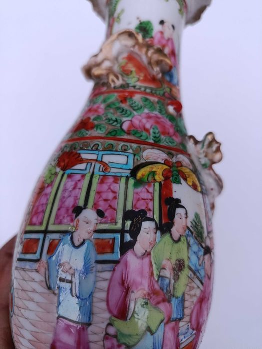 Jarra Porcelana da China Mandarim Séc XIX 21 cm