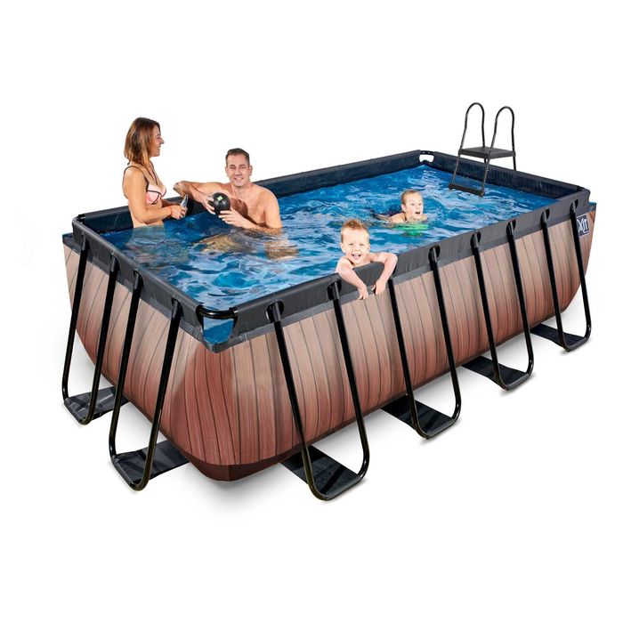 Basen EXIT Wood drewno prostokąt 400x200x122cm WYSOKI drabin pompa XL