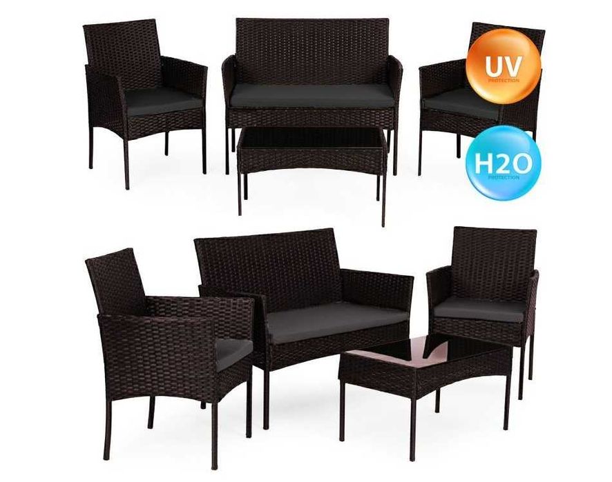 MEBLE OGRODOWE Caffee AMERICANO - stolik ławka 2xfotel - Wielosezonowe