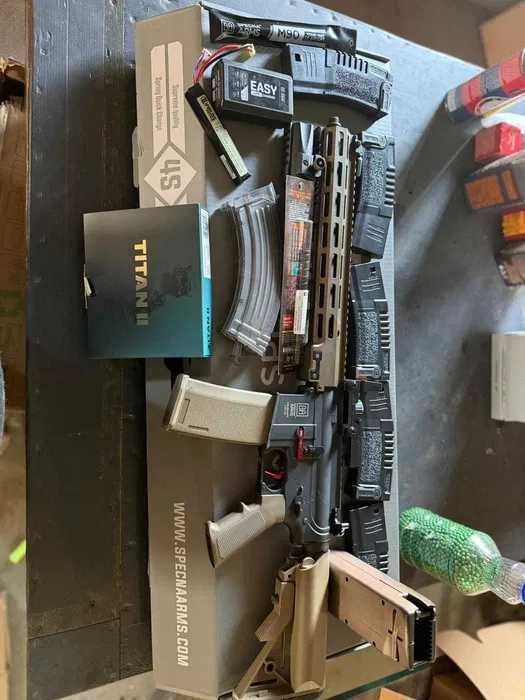 Kit Airsoft M4 TITAN 2 , Traçer  , CAIXA E PROTEÇOES