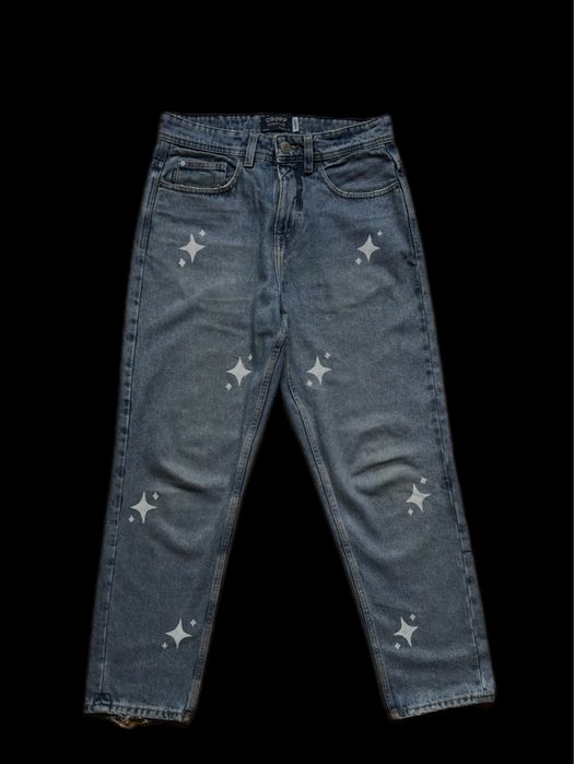 Jeansy CROPP Loose W30/L32 – custom malowane