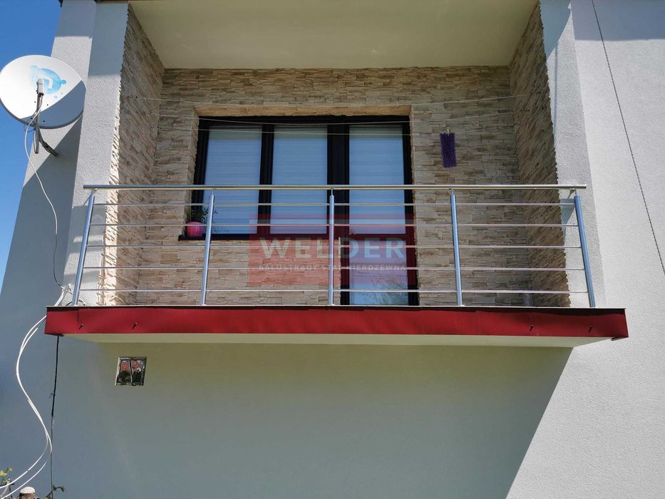 Balustrada nierdzewna szklana balkon francuski Harfa antracyt malowana