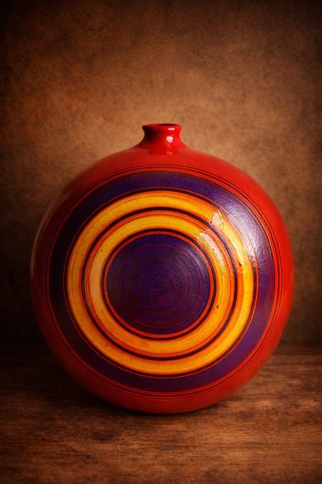 Wazon Bitossi, Fasce Colorate, Aldo Londi, Włochy, oryginał UNIKAT