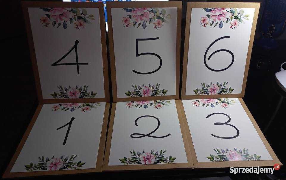 Numerki na stół weselny - komplet 6 szt.