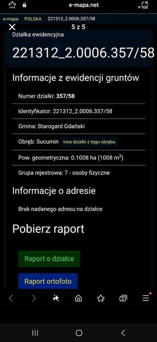 Działka Sucumin gmina Starogard Gdański
