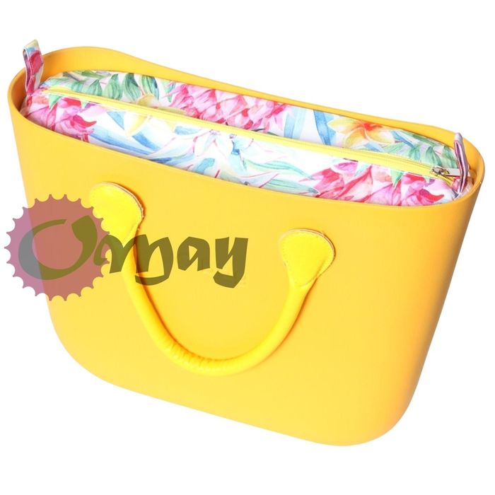 organizer OBAG STANDARD kwiaty ananasy żółty 2 kieszenie wkład OMAY