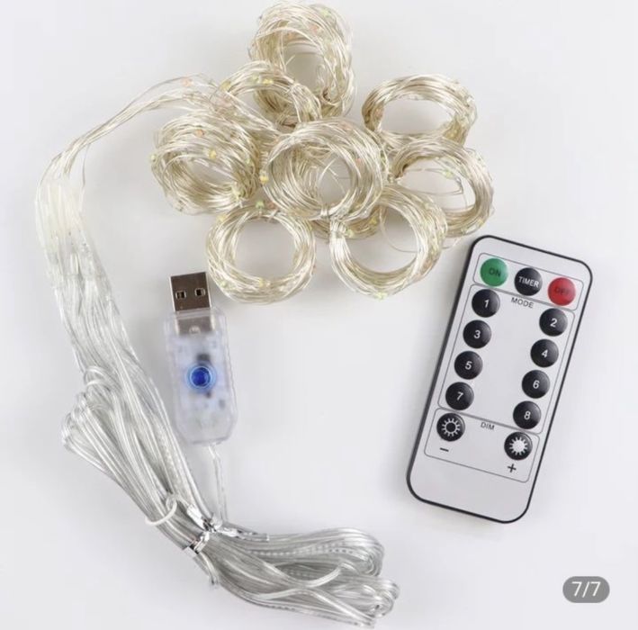 СУПЕР ціна!! Гирлянда штора, USB, роса 3*3, 3*2