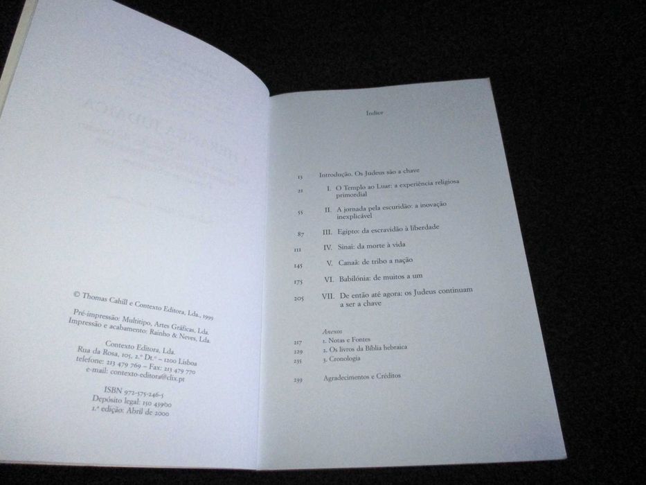 Livro A Herança Judaica Thomas Cahill 1ª edição 2000