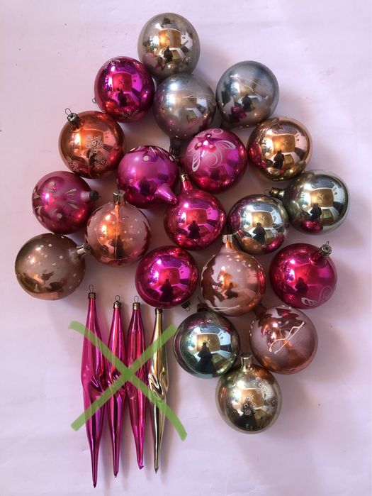 Ёлочные игрушки СССР / стеклянные ёлочные украшения / ялинкові іграшки