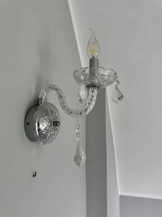 Kinkiet kryształowy pojedynczy szklany+chrom,glamour/lampaścienna 2szt