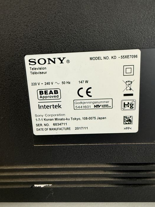 Tv sony 55” para peças