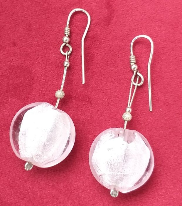 Kolczyki szkło weneckie różowe