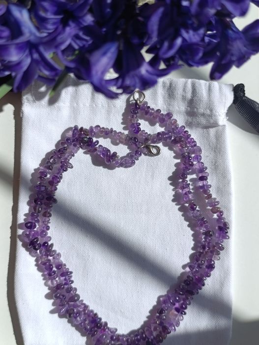 Аметист нить двойная бусы оникс