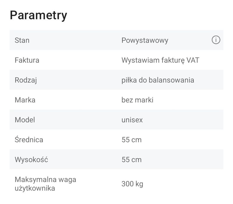 Piłka gimnastyczna Tresko 55cm Czarna