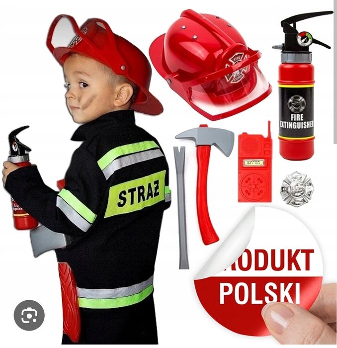 Strój strażaka roz 104 z osprzętem