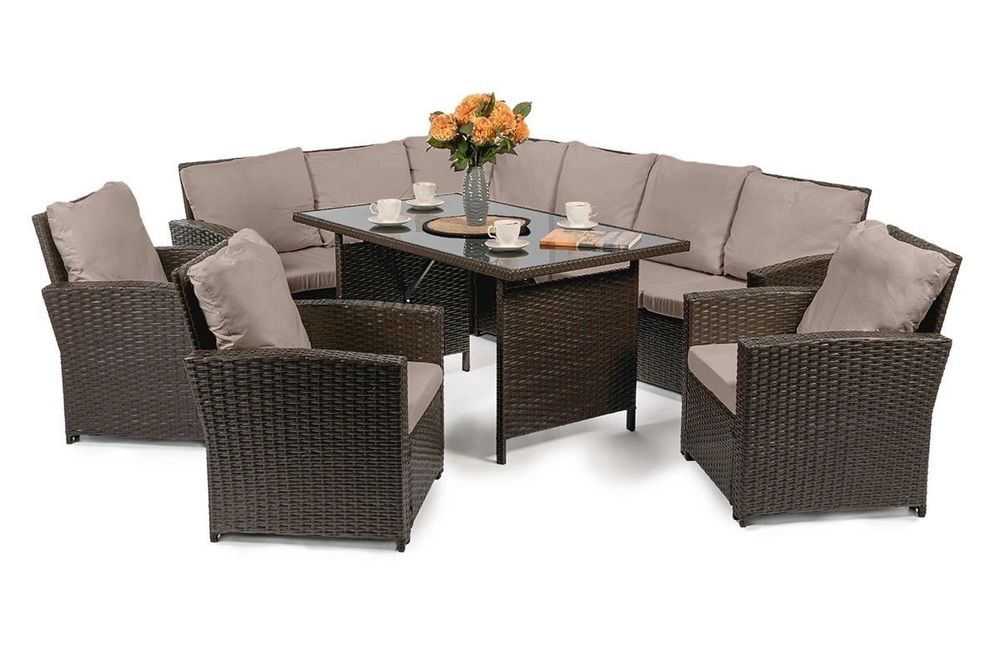 Meble ogrodowe NAROŻNIK 9os komplet technorattan 3xFOTEL 4 Kolory