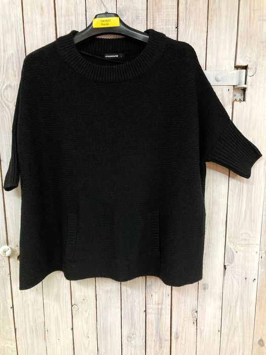 Crasyworld Sweter-ponczo poncho nierozpinany L, czarny, obszerny