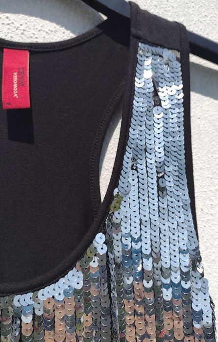 Блестящее платье майка расшитое пайетками Vero Moda M