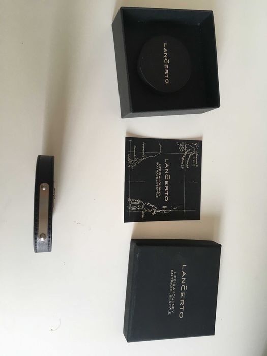 prosta bransoletka Lancerto, czarna, skóra naturalna