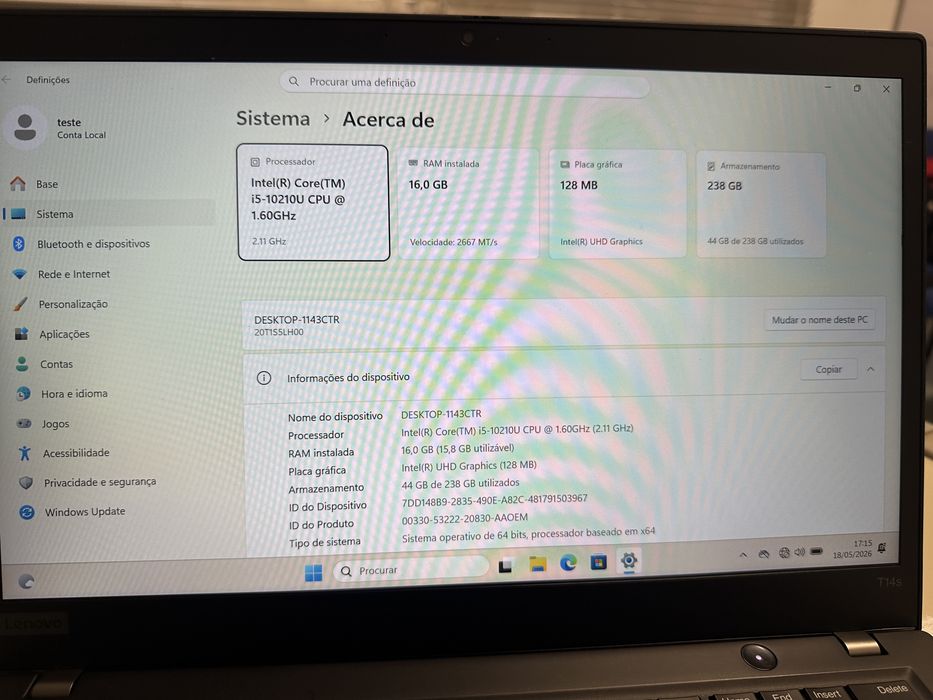 Portatil Lenovo T14S 1Gen