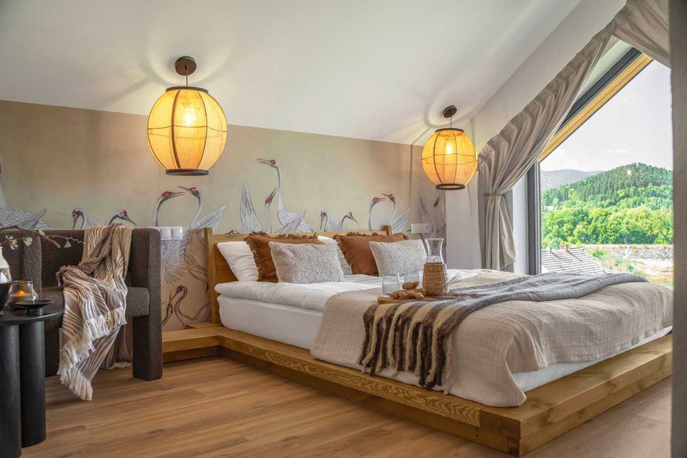 Domek z prywatną balią i widokiem na jezioro