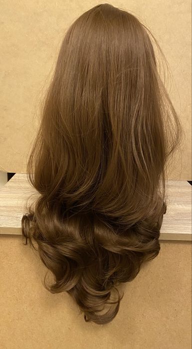 Peruka syntetyczna włosy kasztanowe brąz fale 70 cm