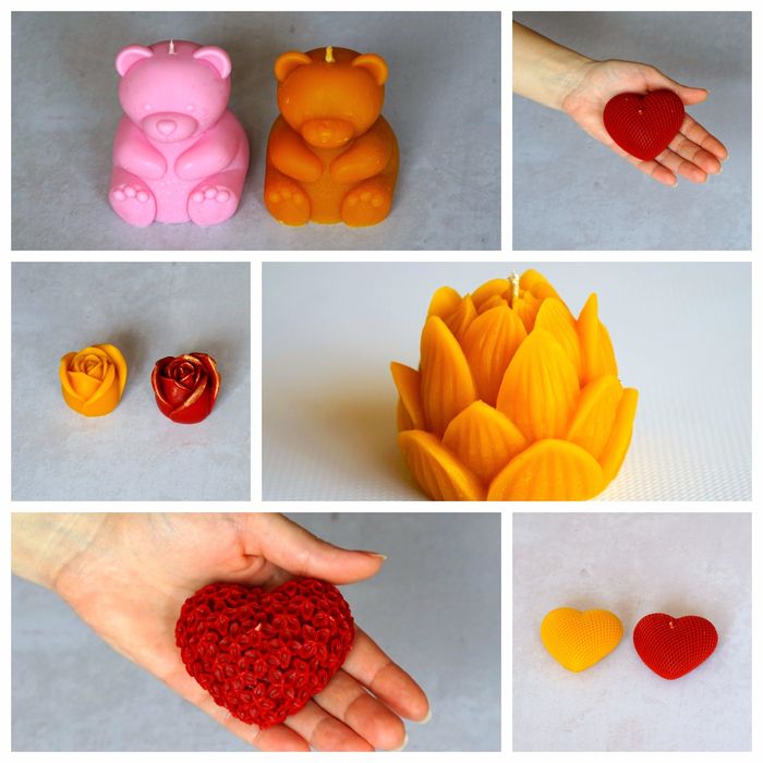 Воскова свічка серце, подарунок до 14 лютого, свічки на 8 березня.