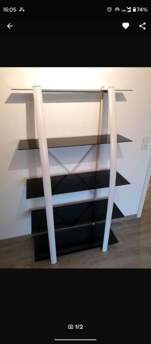 Regal szklany czarny srebrny regały 4 5 pólka