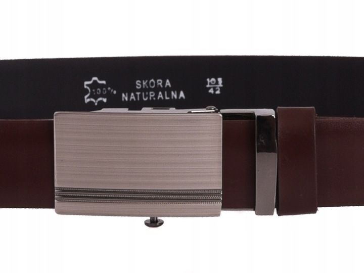 Skórzany Pasek Męski Automat 3,2cm Garnitur C.brąz