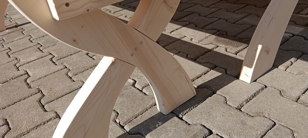 Meble ogrodowe biesiadne drewniane ZESTAW stół + 2 ławka do ogrodu