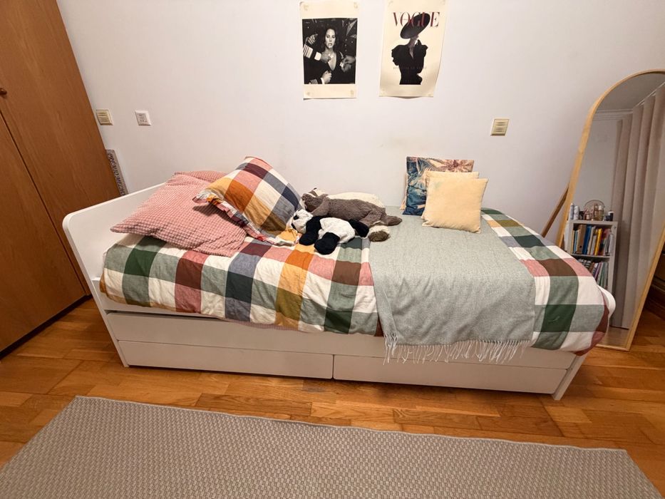 Cama solteiro extensível para mais outra cama