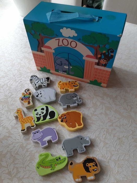 Zabawka ZOO z drewnianymi zwierzątkami - 12 sztuk