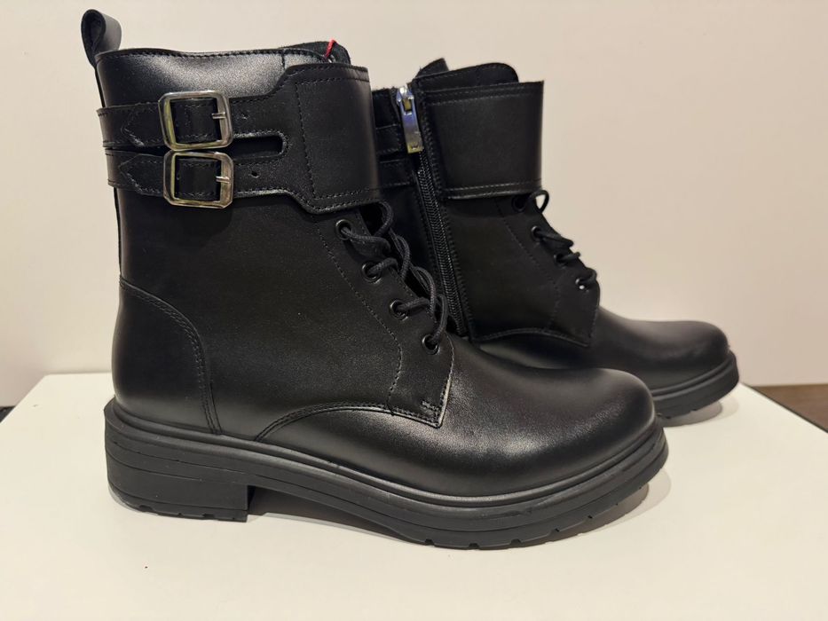 Damskie Czarne botki Wojas, trzewiki  w stylu biker roz. 38