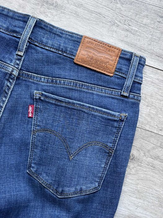 Levi's 712 Straight W29 L32 Jeansy Damskie Mid High Rise Niebieskie Stretch Denim